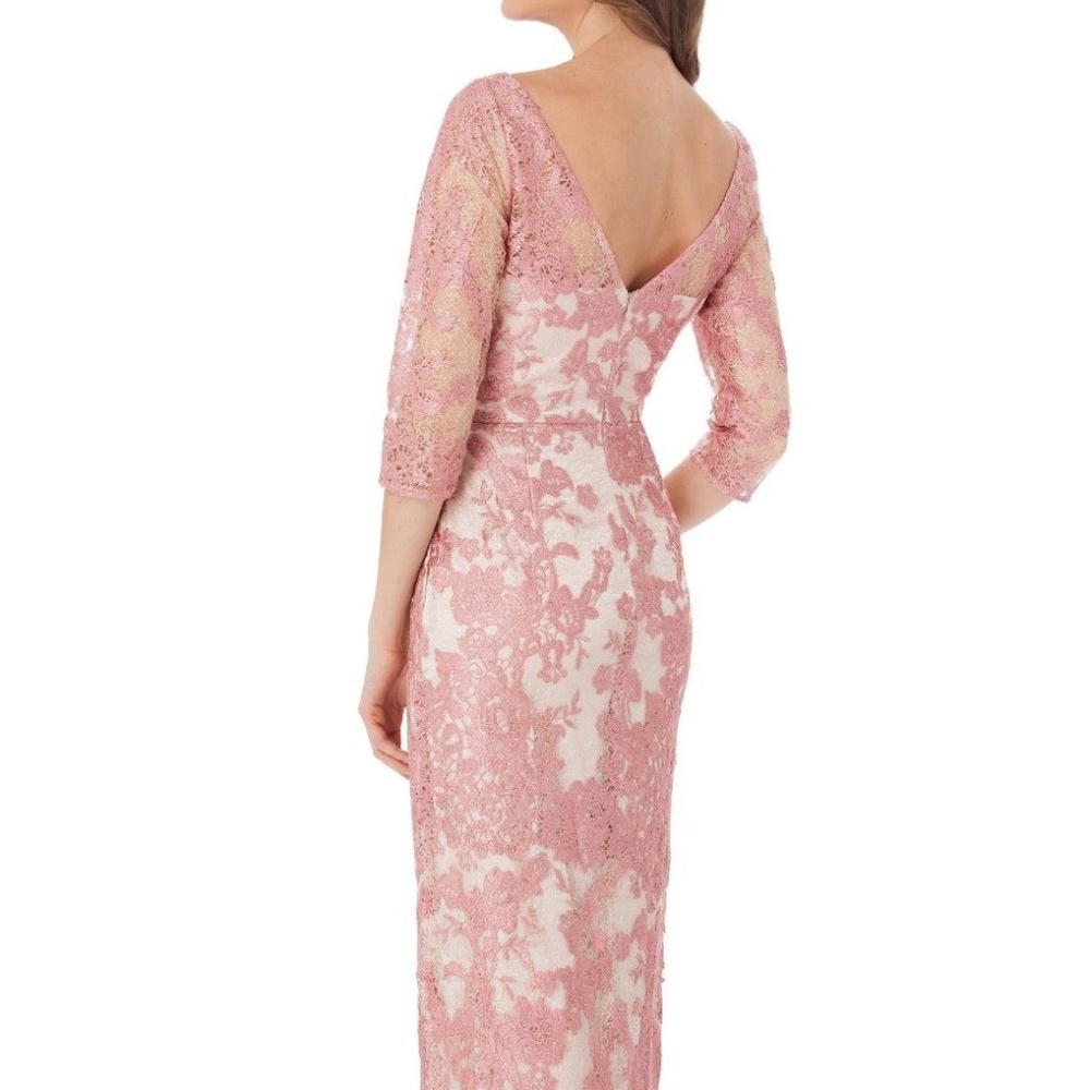 JS Collections Embroidered Lace Bateau Neck Sheath - Picture 4 of 6